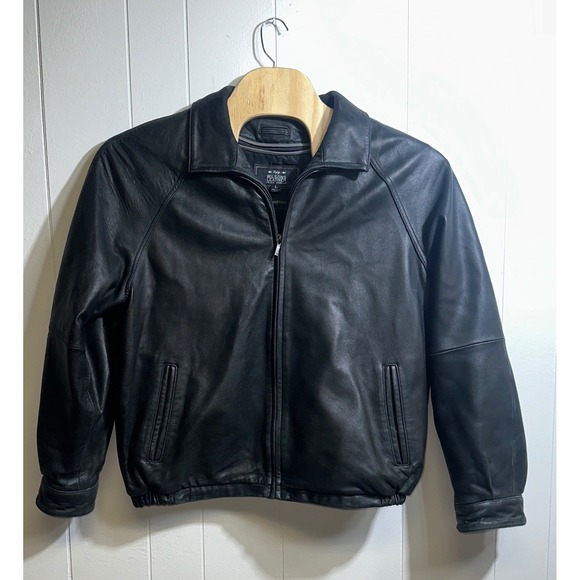 Wilsons Leather Pelle Studio Mens Black Italian Leather Thinsulate Jacket L